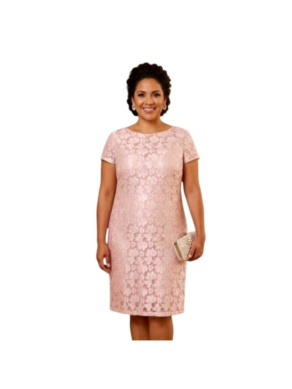 Scarlett Nite Lace Overlay MOB Cocktail Dress Pink 20W Floral Wedding Tea Shower